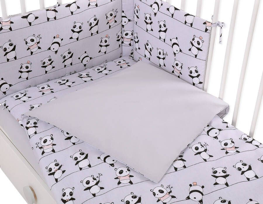 Baby cotton bedding set 2-pcs 120x90 cm - grey panda