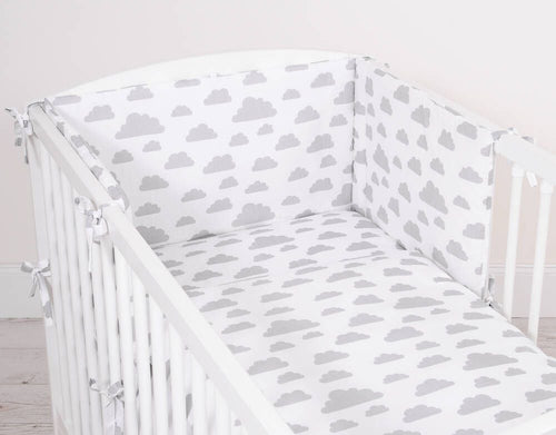 Baby cotton bedding set 2-pcs 135x100 cm- clouds gray