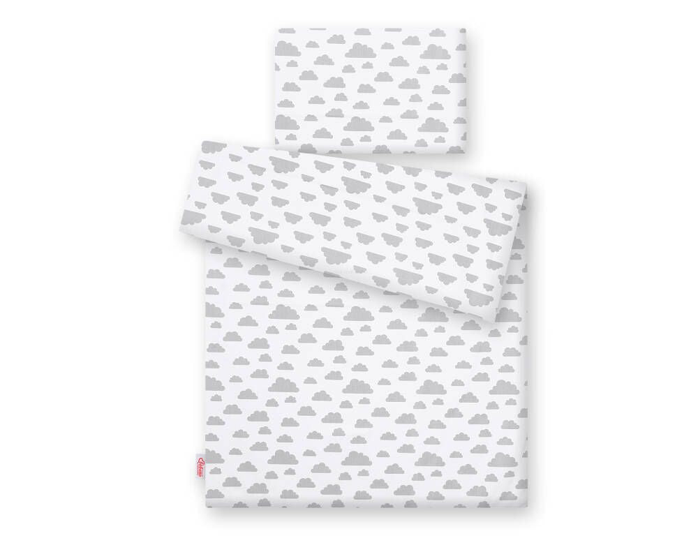 Baby cotton bedding set 2-pcs 135x100 cm- clouds gray