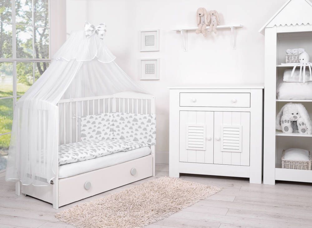 Baby cotton bedding set 2-pcs 135x100 cm- clouds gray