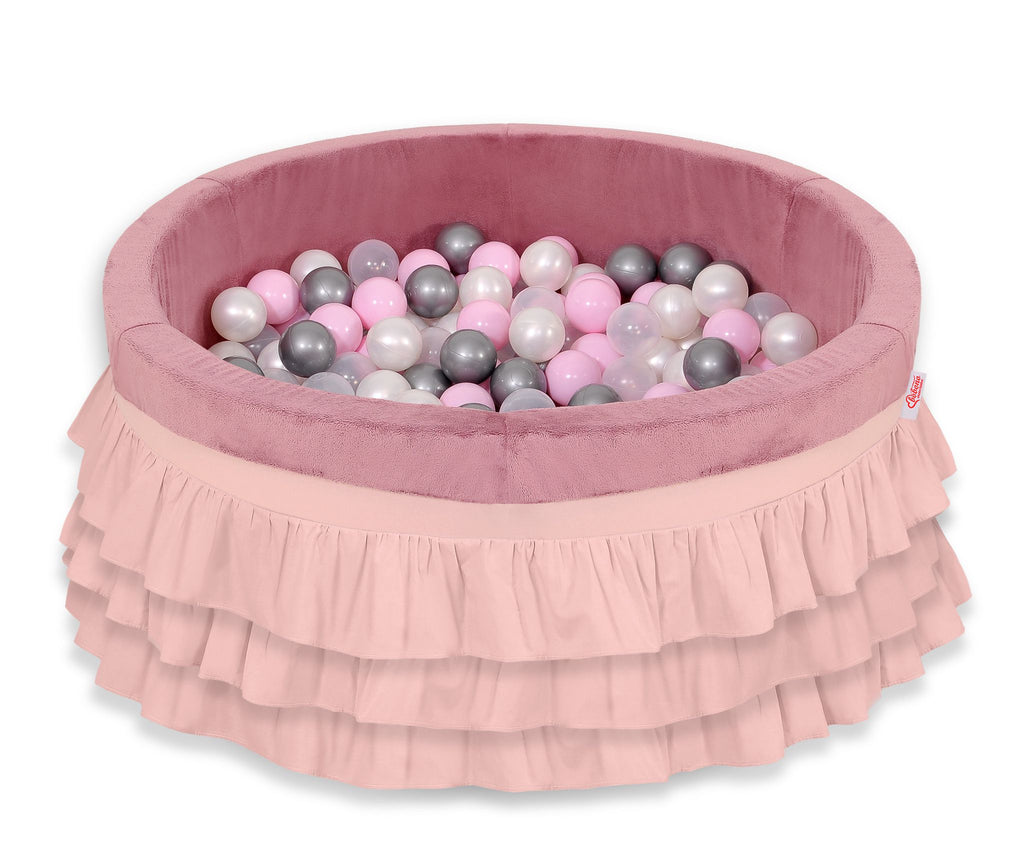 Ball-pit with frills with balls 200pcs - pastel pink
