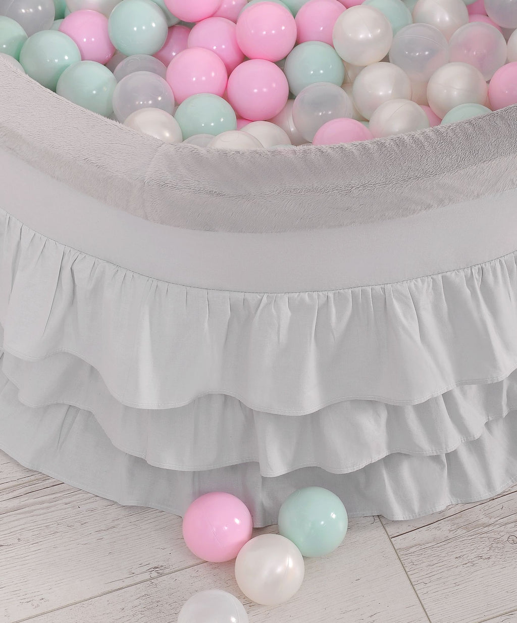 Ball-pit with frills with balls 200pcs - gray
