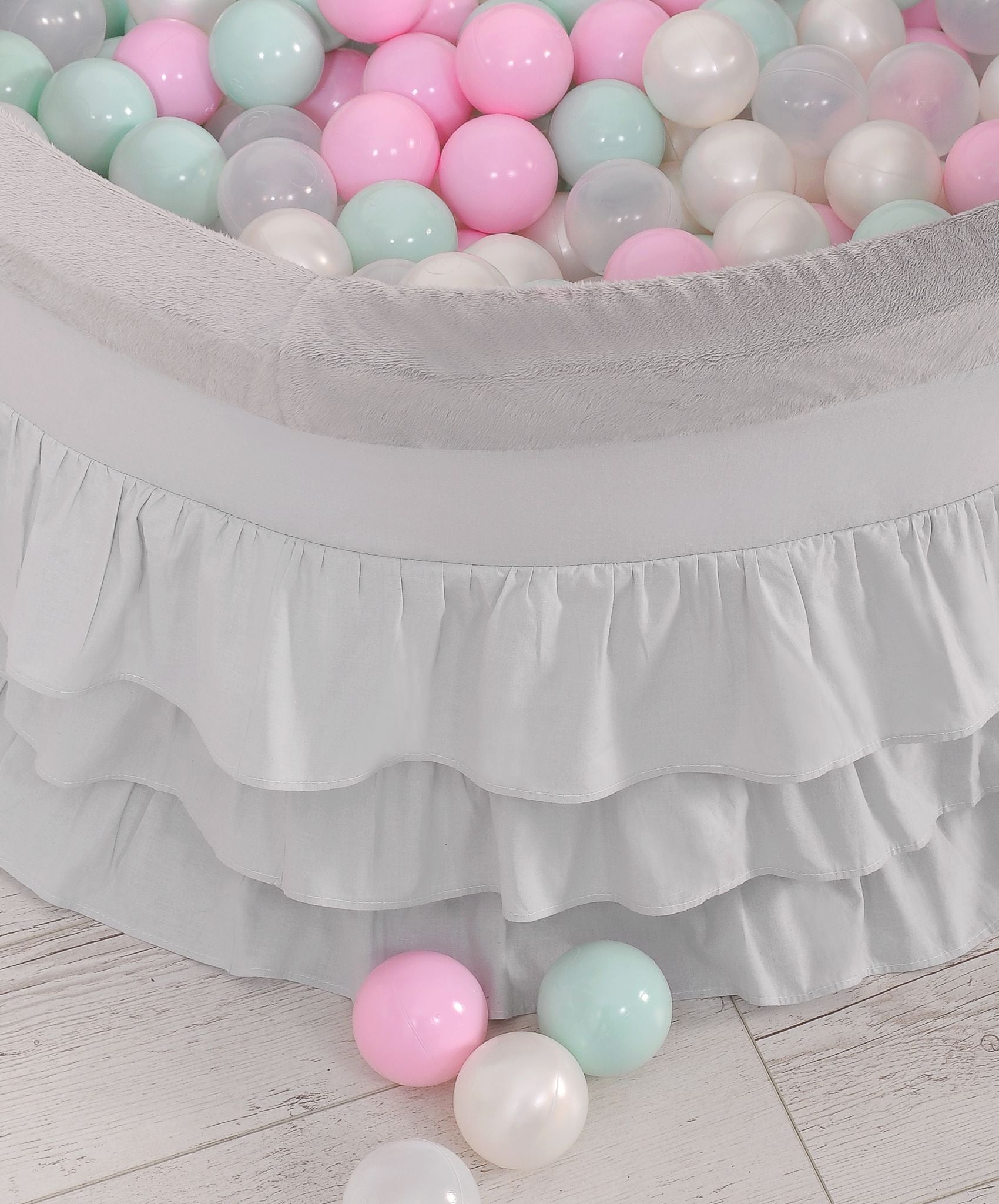 Ball-pit with frills with balls 200pcs - gray