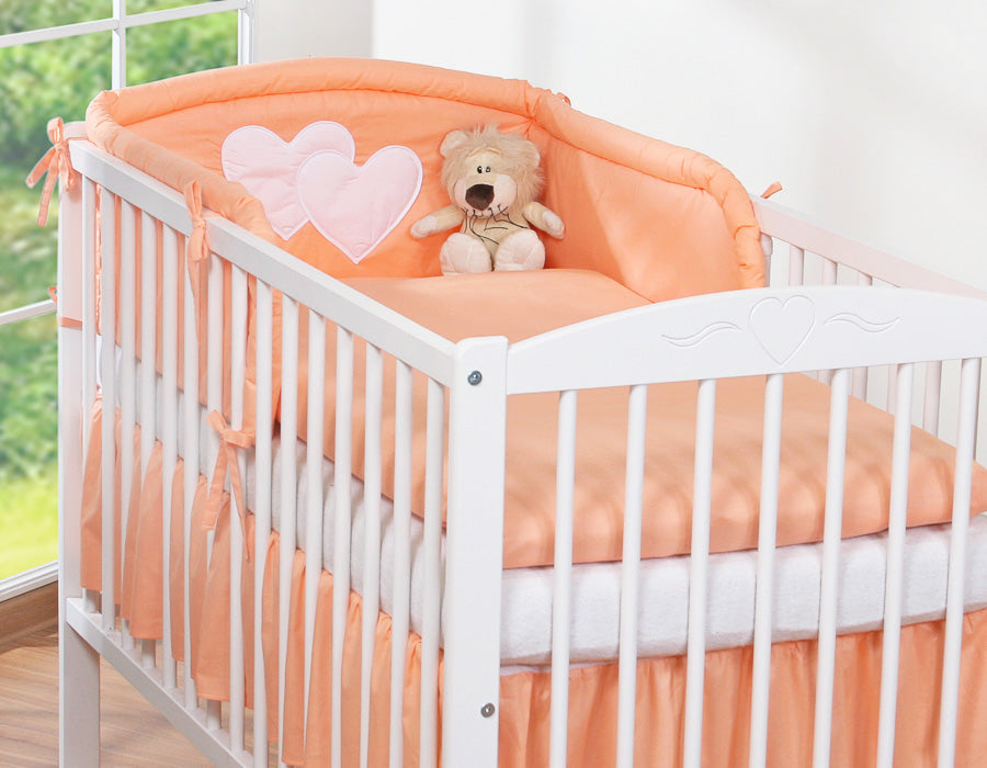 Universal crib rail bumper – Hearts peach
