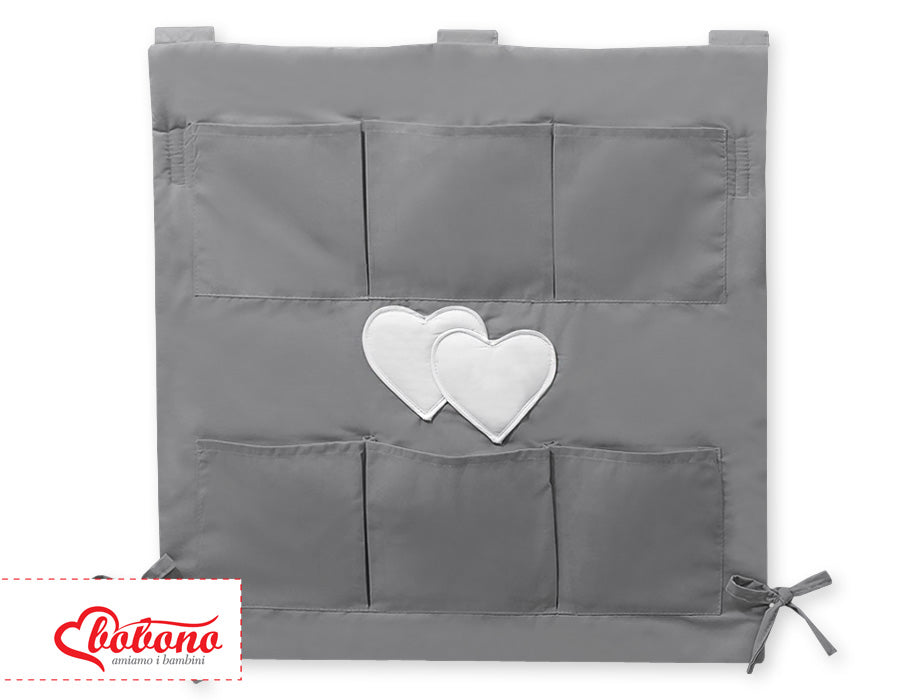 Cot tidy-  Hanging hearts anthracite