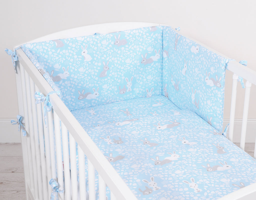 Universal bumper for cot - blue rabbits