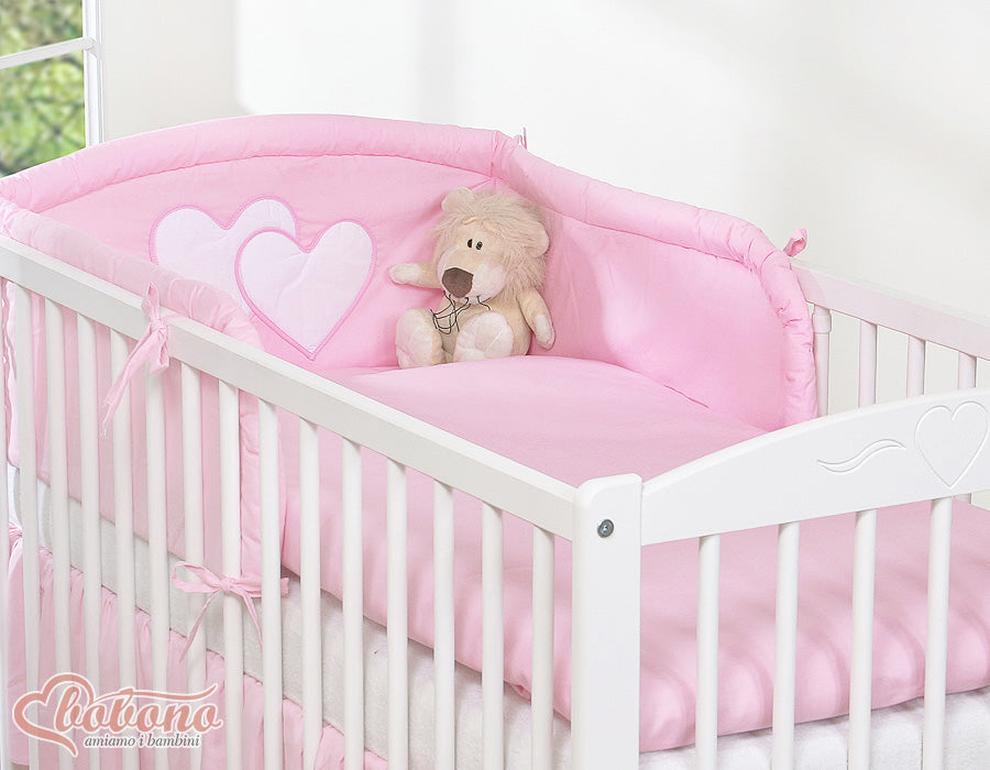 Bedding set 3-pcs 120x90 - Hanging Hearts pink