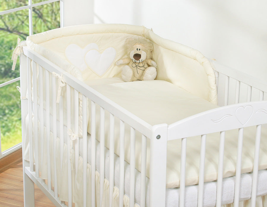 Bedding set 3-pcs 120x90 - Hanging Hearts cream