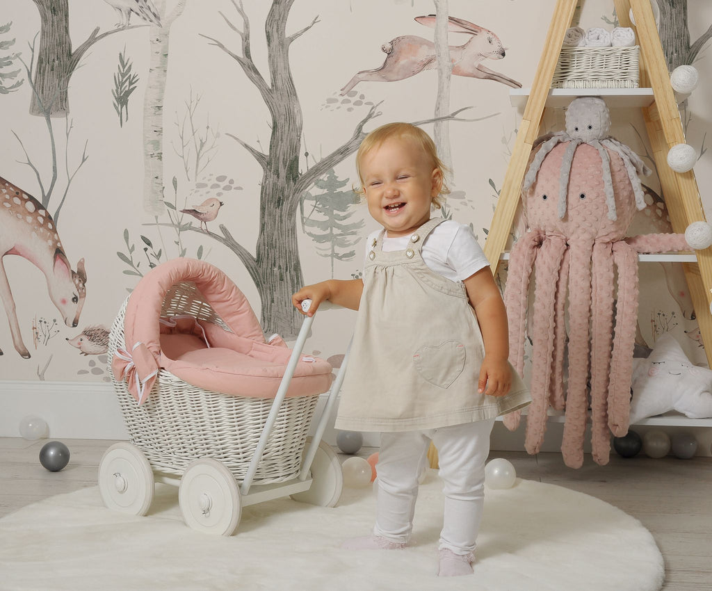 Cuddly octopus big - pastel pink  - polka dot minky