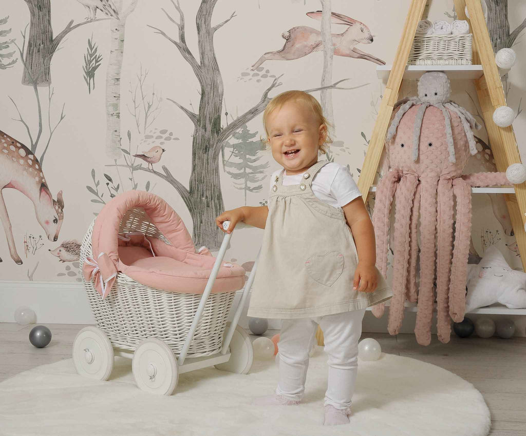 Cuddly octopus big - pastel pink  - polka dot minky
