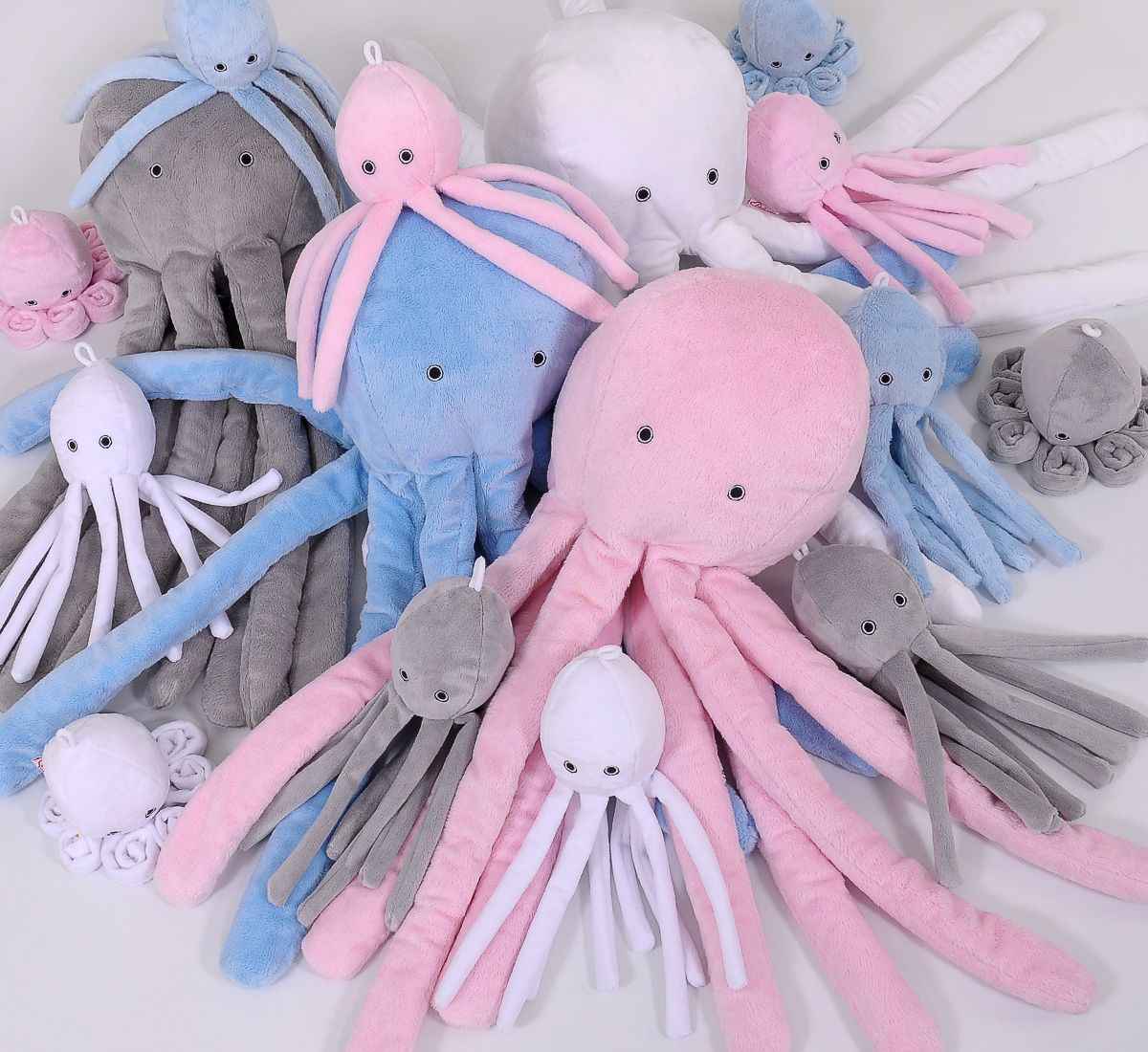 Cuddly octopus big - white - smooth minky