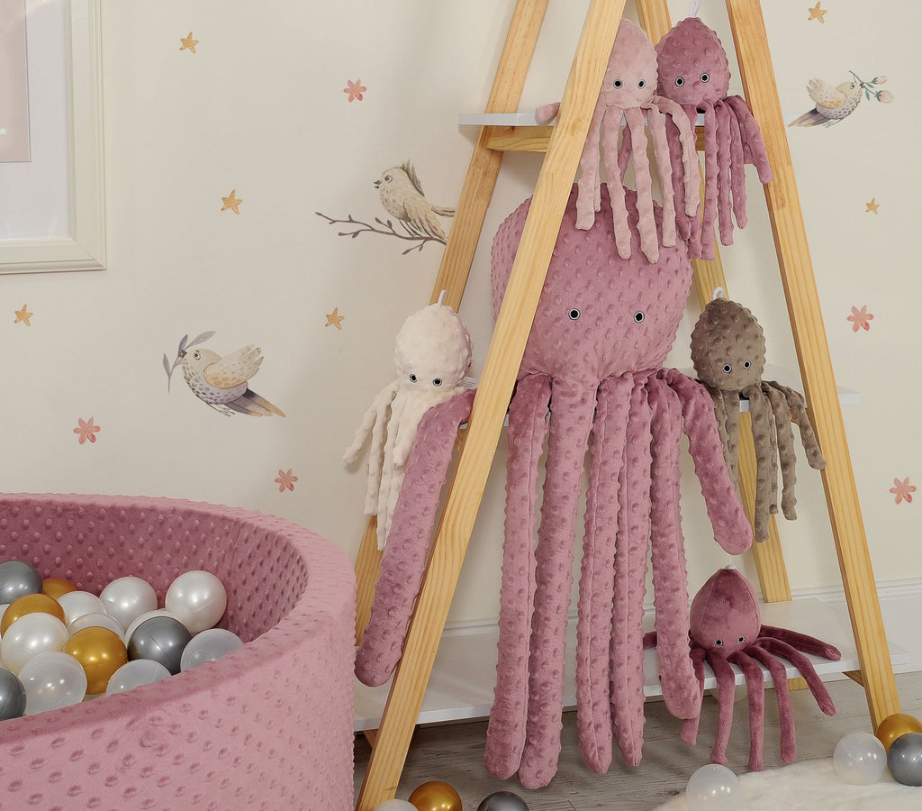 Cuddly octopus big - pastel violet - polka dot minky