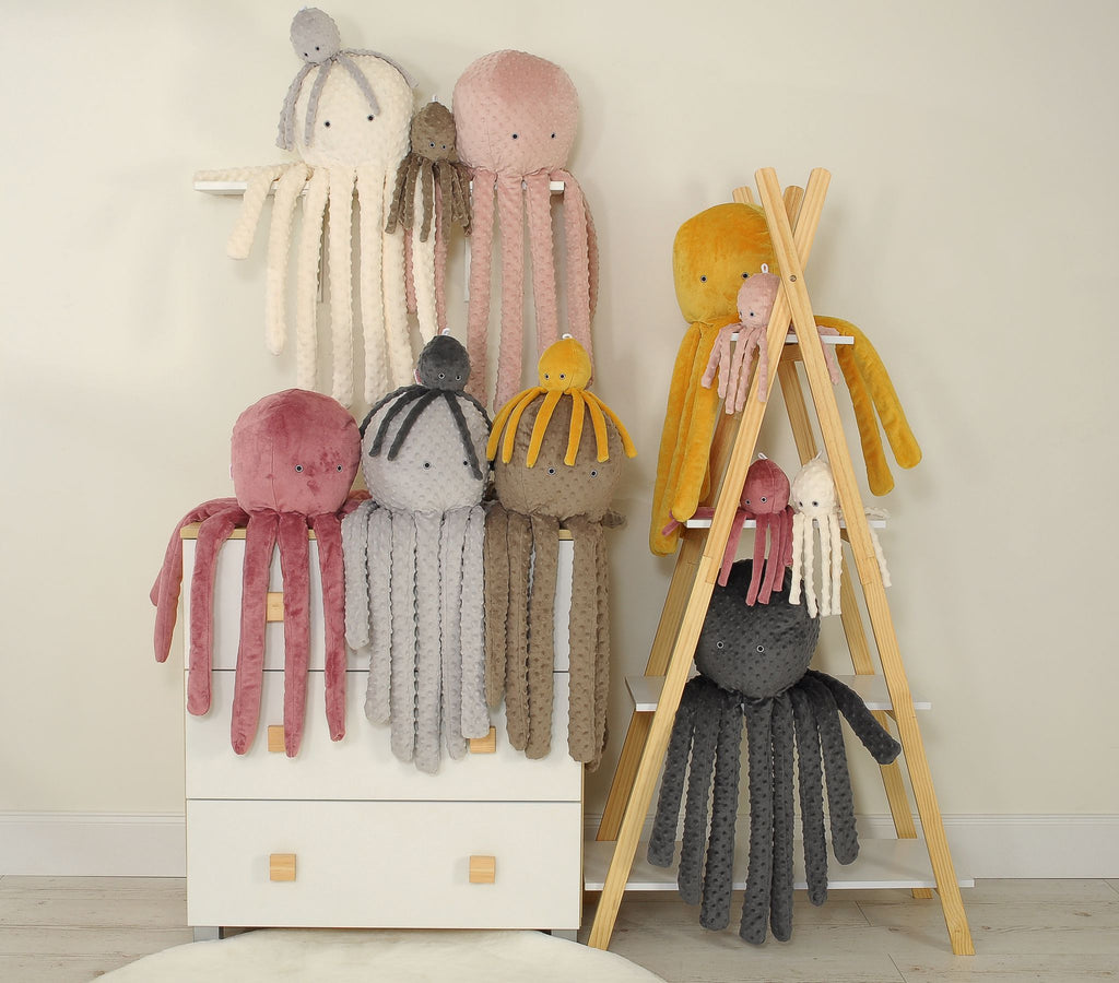 Cuddly octopus big - pastel pink  - polka dot minky