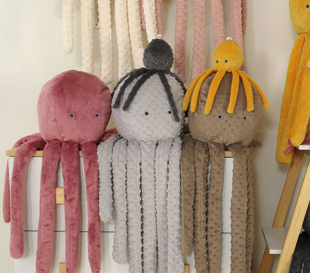 Cuddly octopus big - brown - polka dot minky