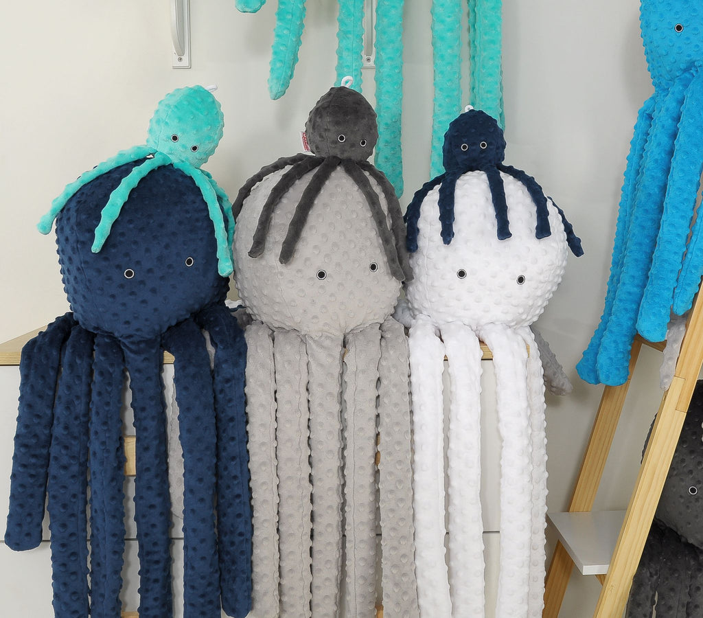 Cuddly octopus big - gray - polka dot minky