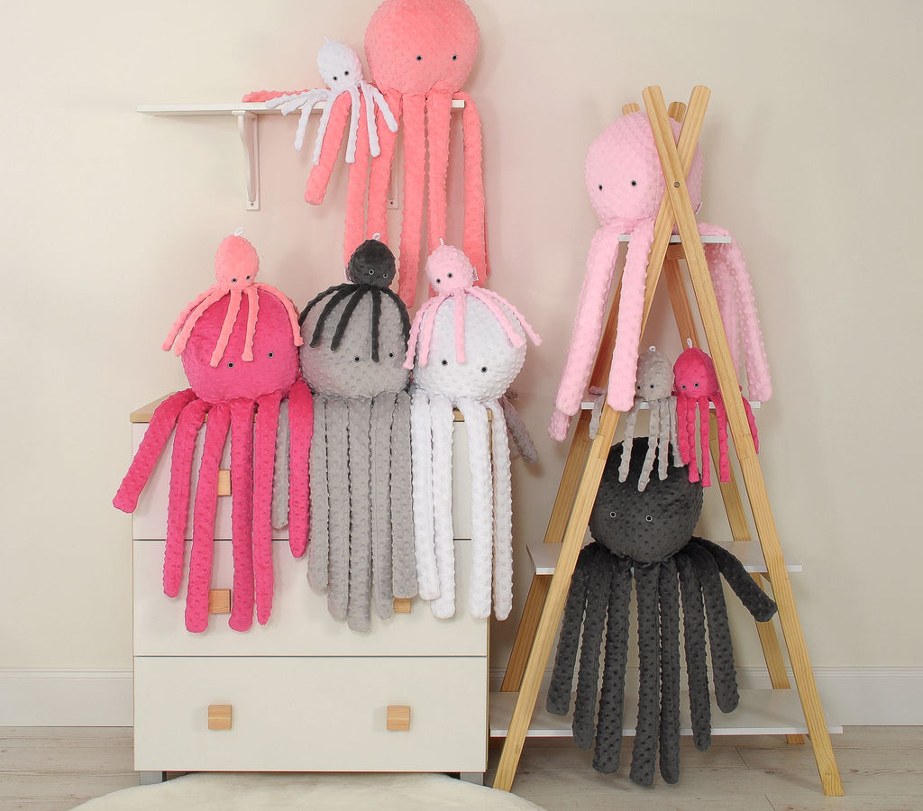 Cuddly octopus big - anthracite - polka dot minky