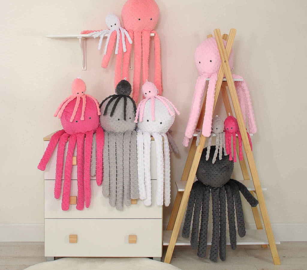 Cuddly octopus big - white - polka dot minky