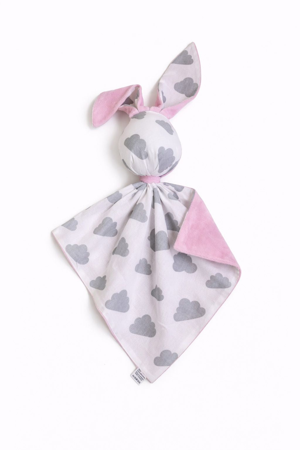 DOUDOU Cuddly bunny double-sided cotton and minky - Grey clouds - pink