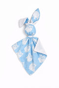 DOUDOU Cuddly bunny double-sided cotton and minky - Blue owls - white