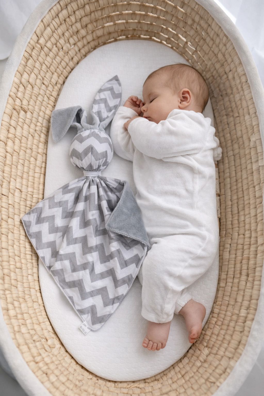 DOUDOU Cuddly bunny double-sided cotton and minky - Grey chevron - grey