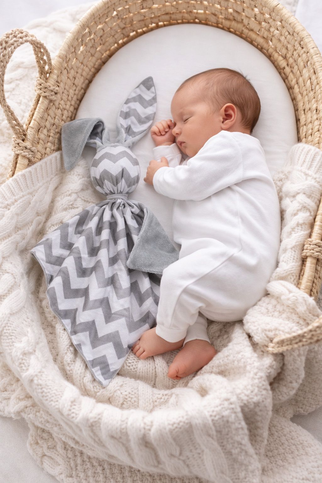 DOUDOU Cuddly bunny double-sided cotton and minky - Grey chevron - grey