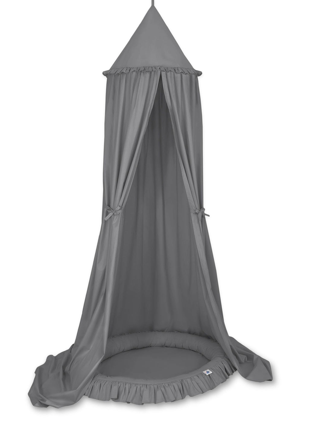 Set: Hanging baldachin for children's room cotton + nest with flounce - anthracite