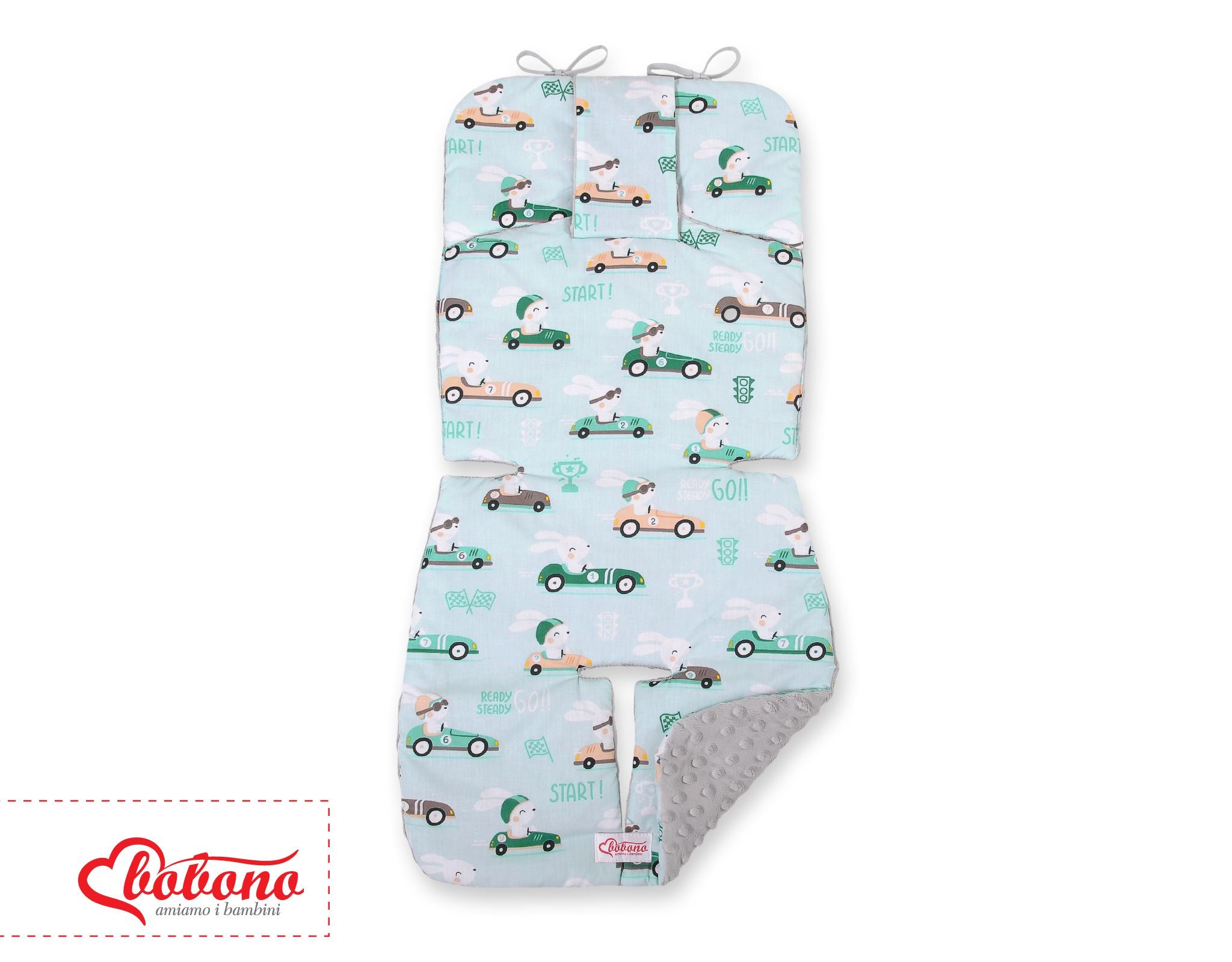 Double-sided cart insert BOBONO - mint rabbits/gray