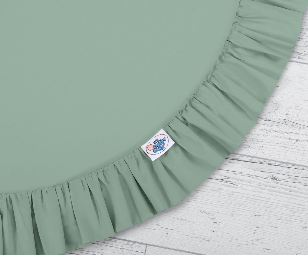 Set: Hanging baldachin for children's room cotton + Floor play mat + pillows - pastel green