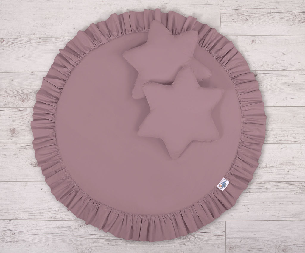 Set: Hanging baldachin for children's room cotton + Floor play mat + pillows - pastel violet