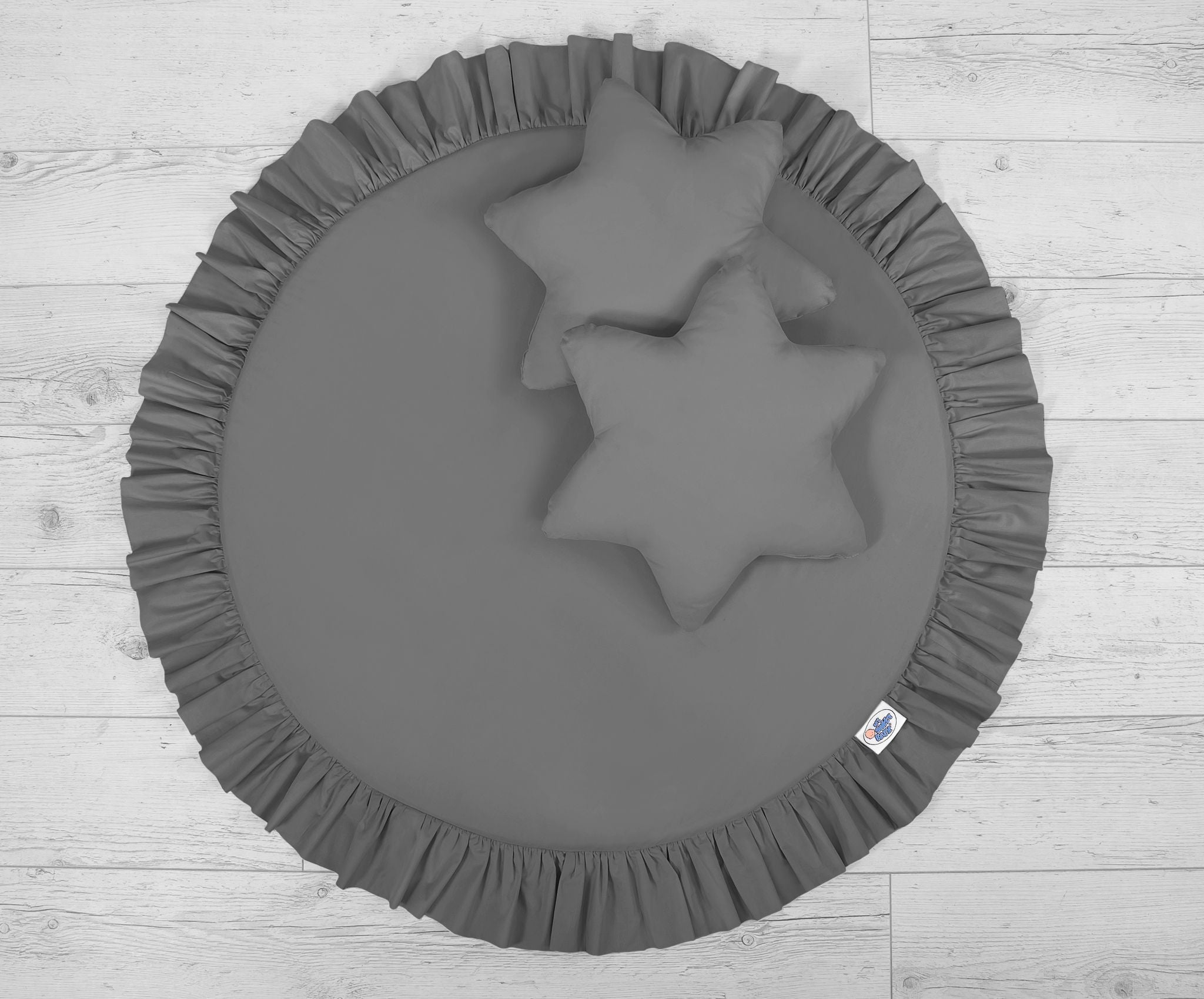Set: Hanging baldachin for children's room cotton + Floor play mat + pillows - anthracite