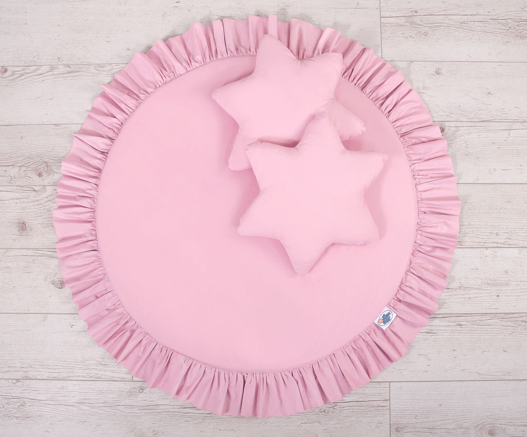 Set: Hanging baldachin for children's room cotton + Floor play mat + pillows - pink