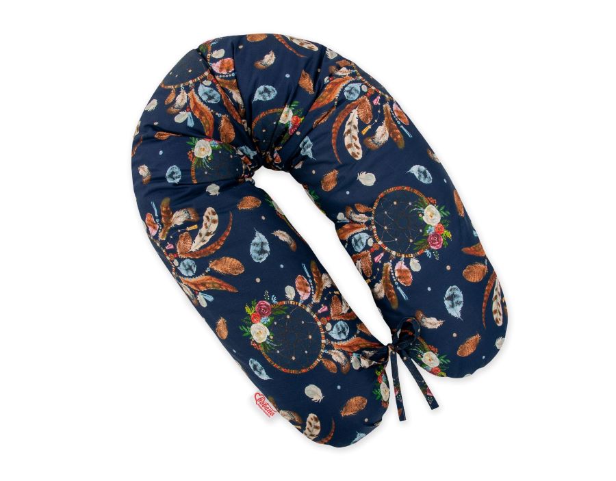 Cotton  pillowcase for pregnancy pillow Longer - Dreamcatchers on navy blue