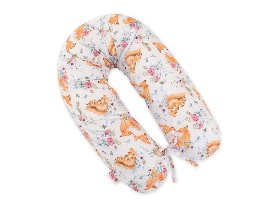 Cotton  pillowcase for pregnancy pillow Longer - Foxes and sqiurrels