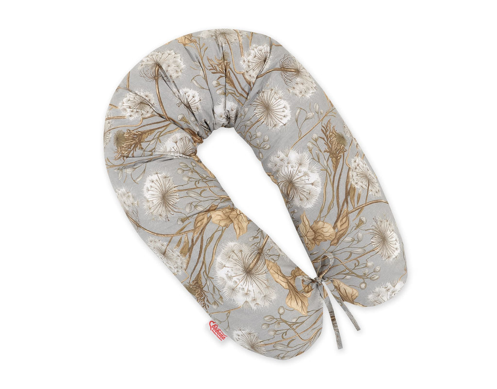Cotton  pillowcase for pregnancy pillow Longer - Dandelions grey