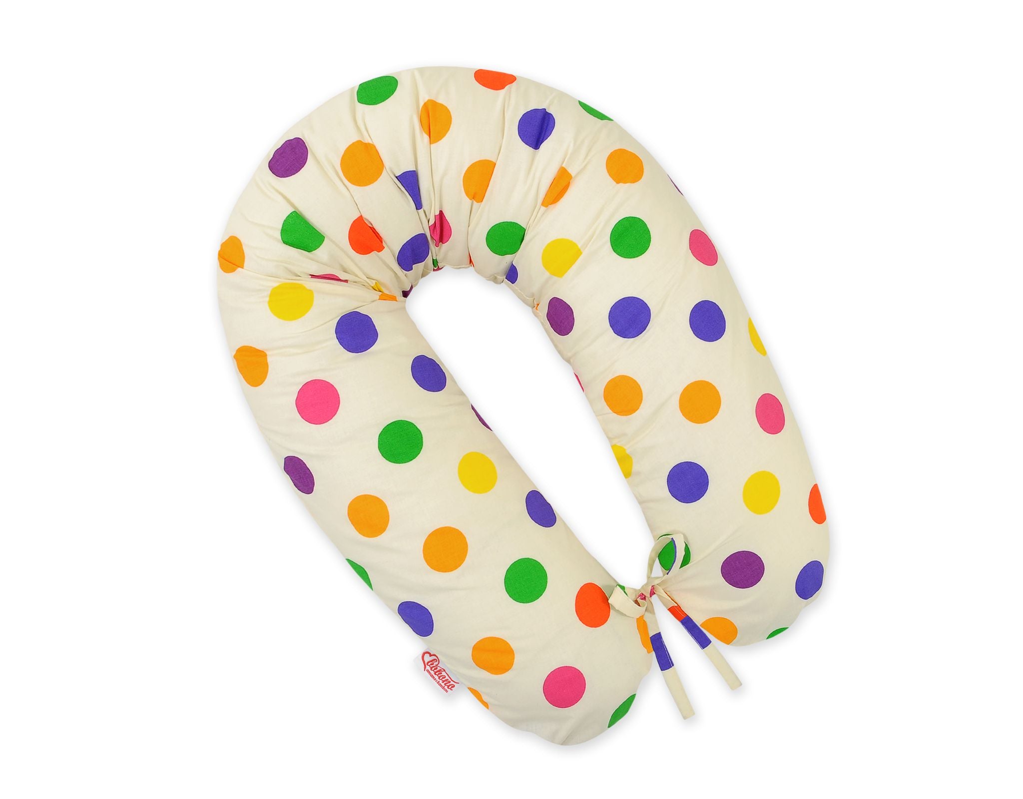 Cotton  pillowcase for pregnancy pillow Longer - Colourful dots on cream