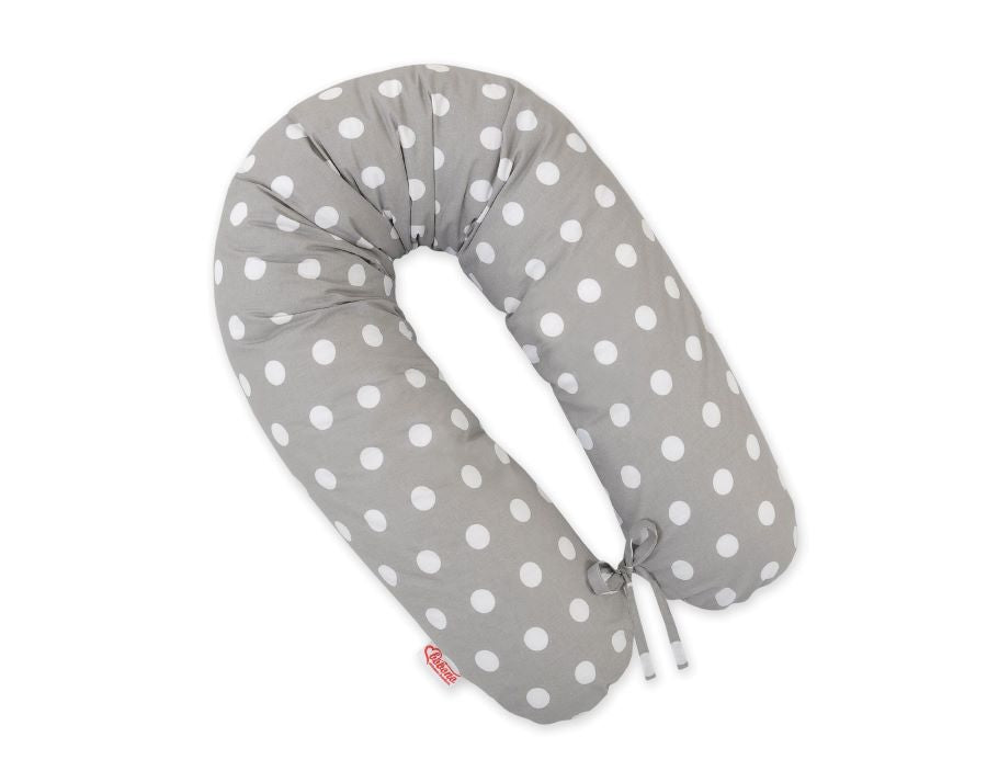 Cotton  pillowcase for pregnancy pillow Longer - gray with white dots