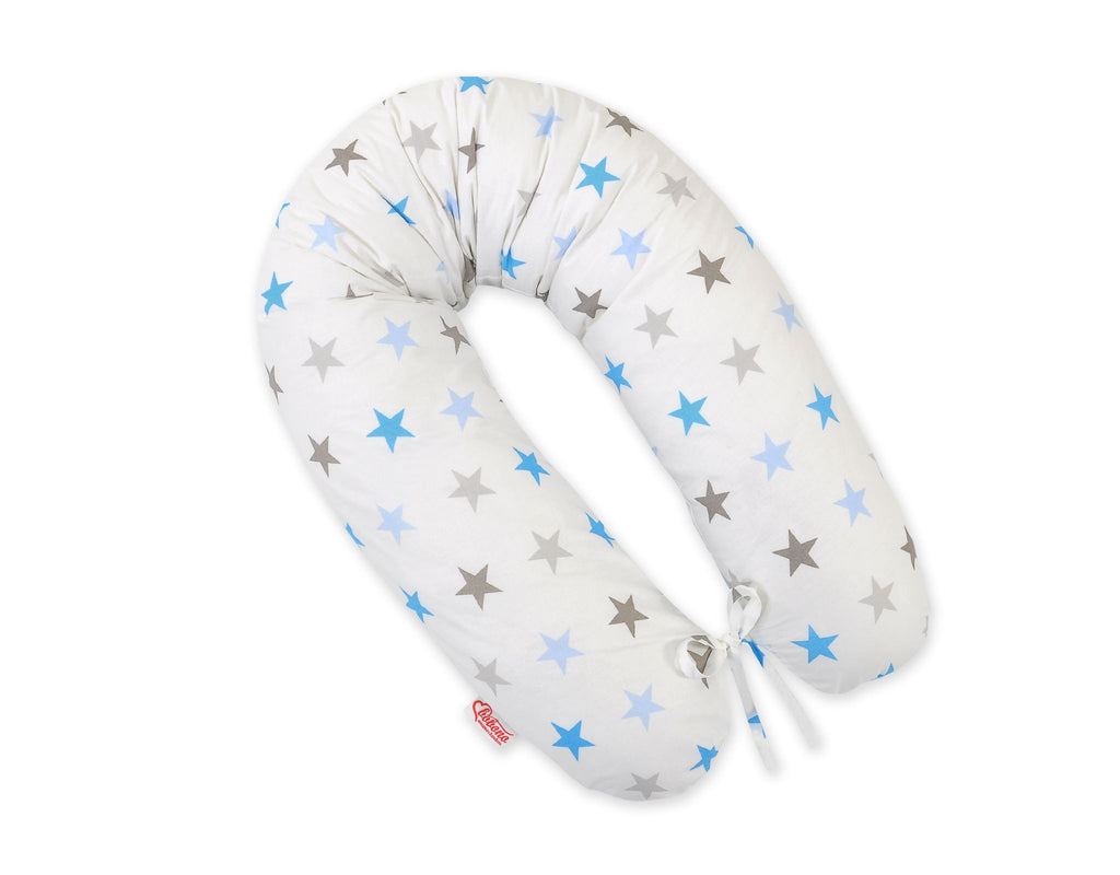 Cotton  pillowcase for pregnancy pillow Longer - grey-blue stars