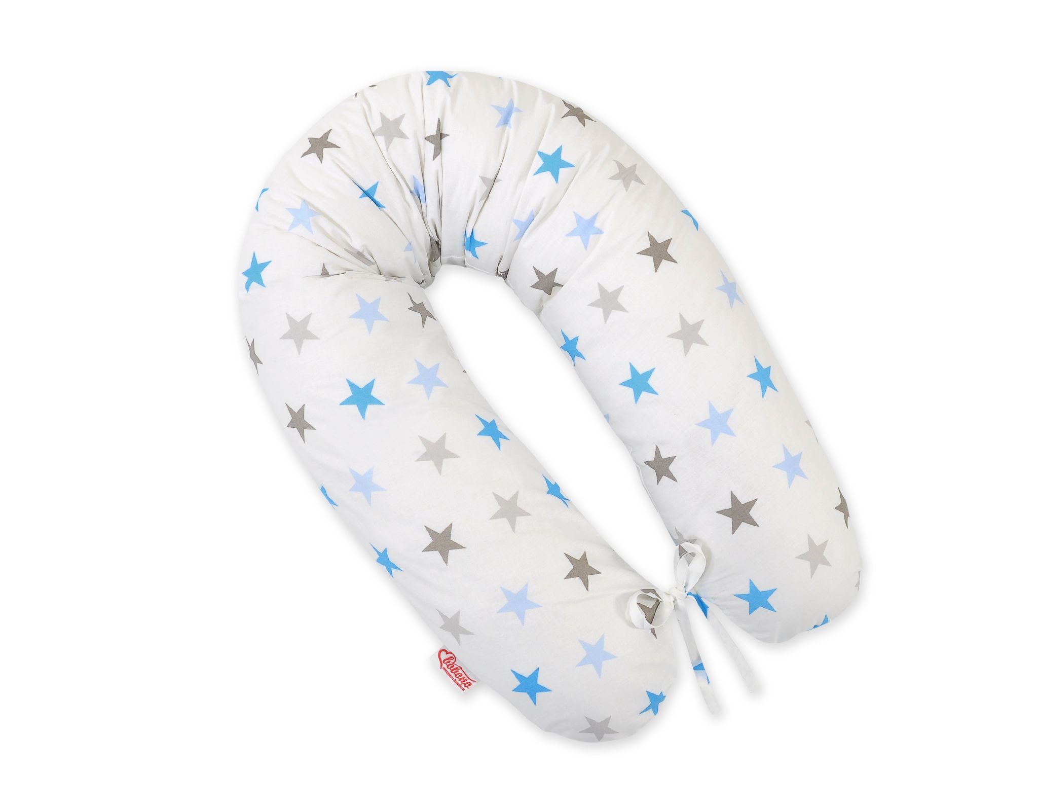 Cotton  pillowcase for pregnancy pillow Longer - grey-blue stars