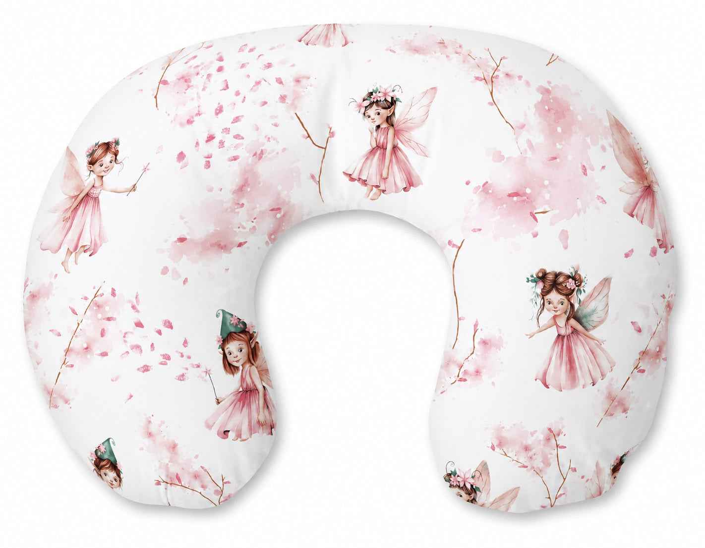 Breastfeeding Pillow Nursing Croissant Pillow, removable, Hands-Free Feeding- Blossom Fairies