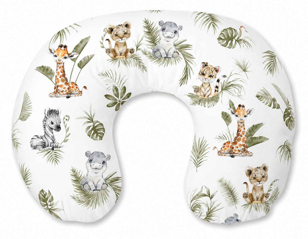 Breastfeeding Pillow Nursing Croissant Pillow, removable, Hands-Free Feeding- Little Safari
