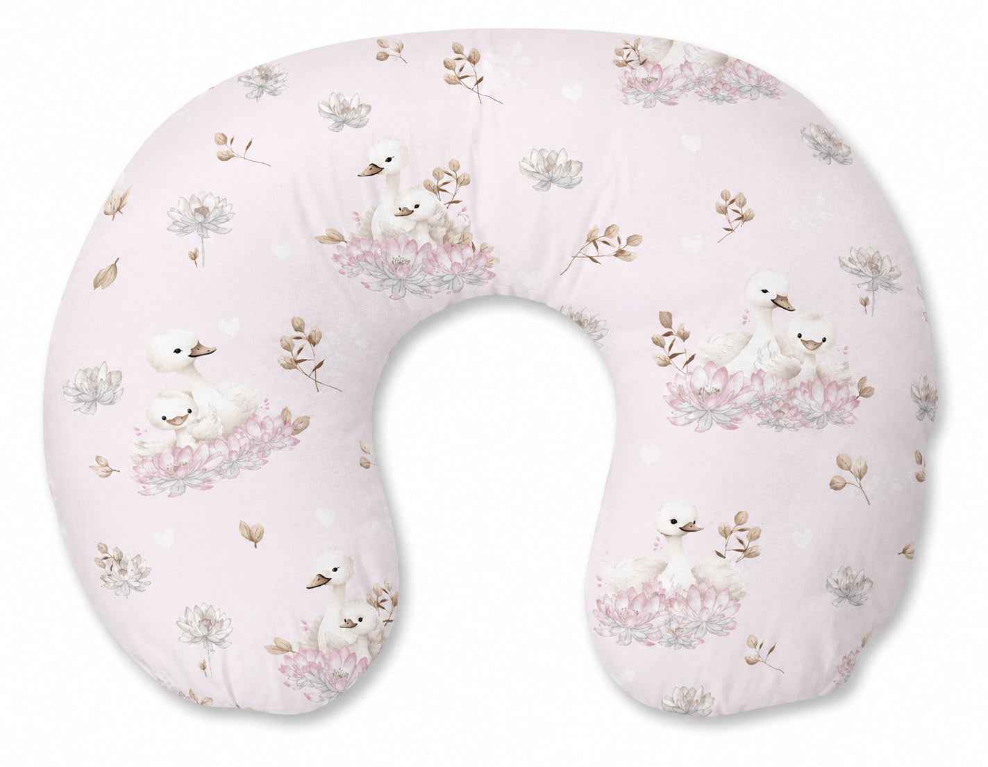 Breastfeeding Pillow Nursing Croissant Pillow, removable, Hands-Free Feeding- Little Swans