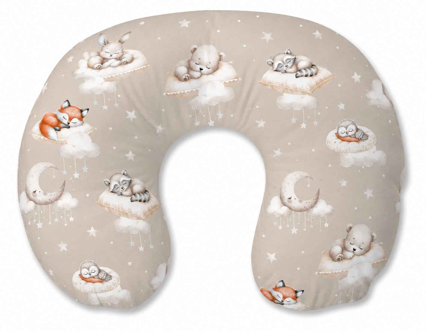 Breastfeeding Pillow Nursing Croissant Pillow, removable, Hands-Free Feeding- Twinkle Woodland