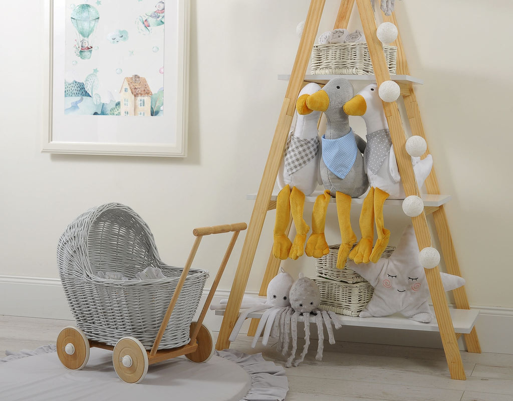 Decorative plush goose with scarf - grey