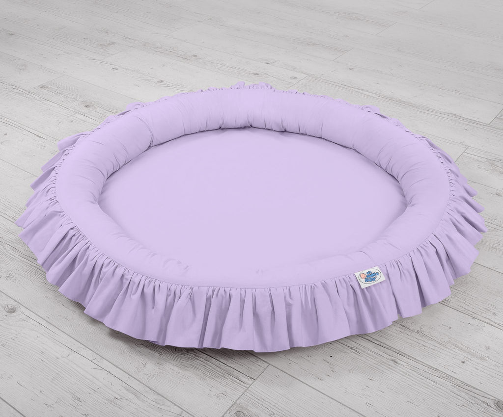 Set: Hanging baldachin for children's room cotton + nest with flounce- lila