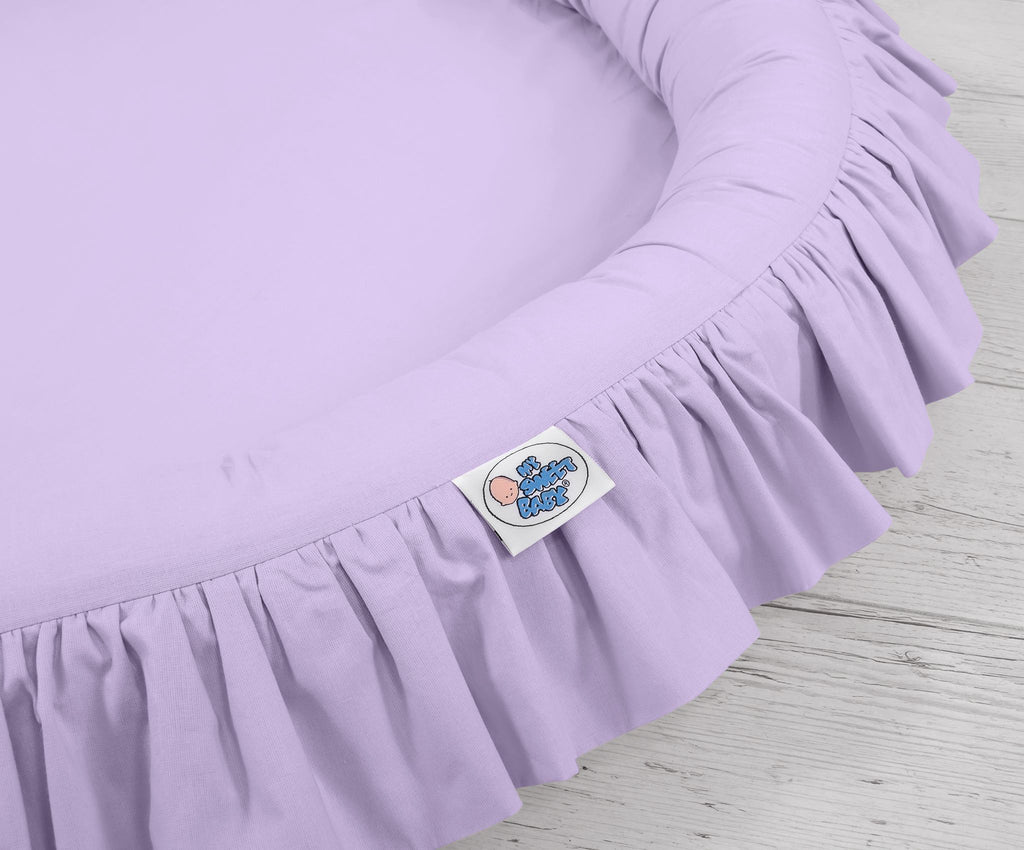 Set: Hanging baldachin for children's room cotton + nest with flounce- lila