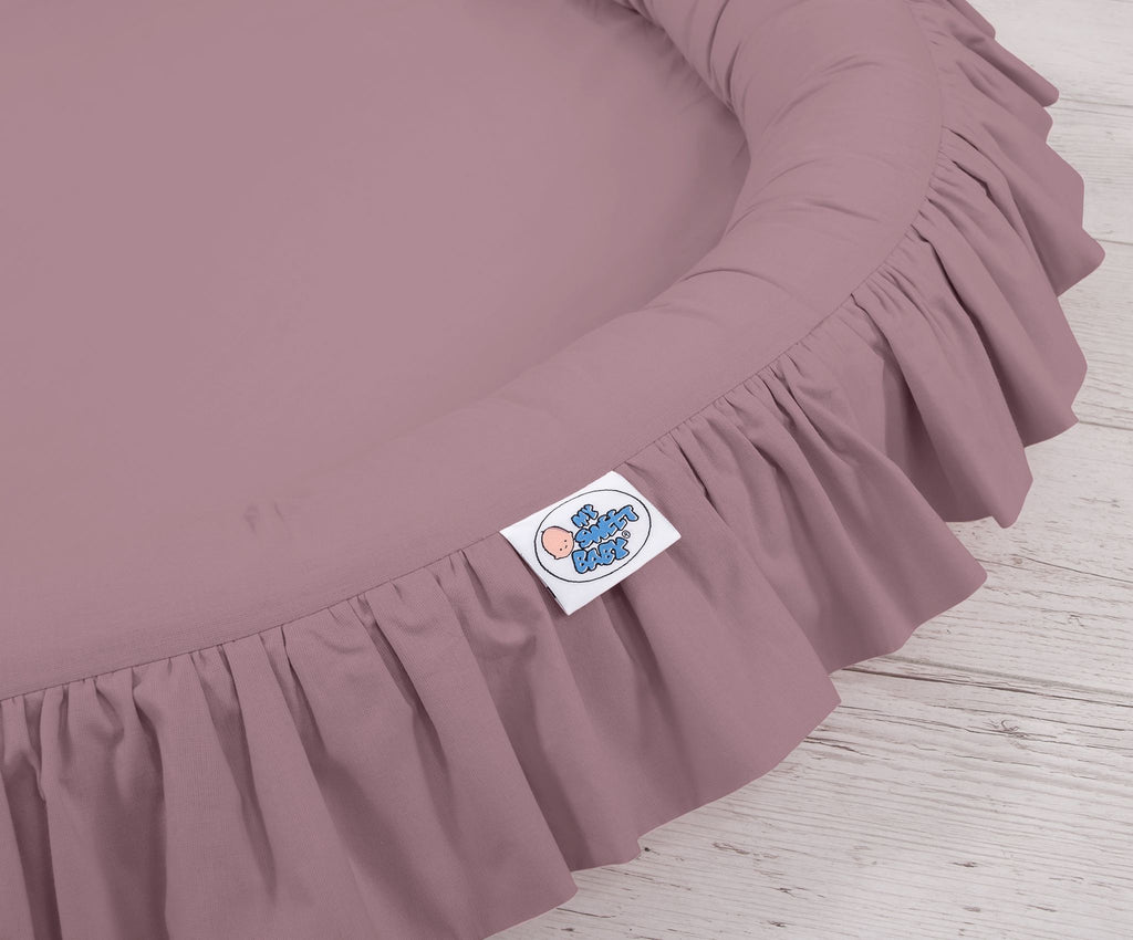 Set: Hanging baldachin for children's room cotton + nest with flounce - pastel violet
