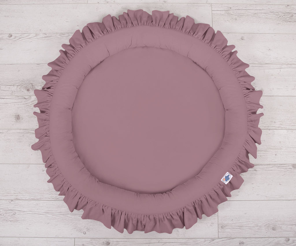 Set: Hanging baldachin for children's room cotton + nest with flounce - pastel violet