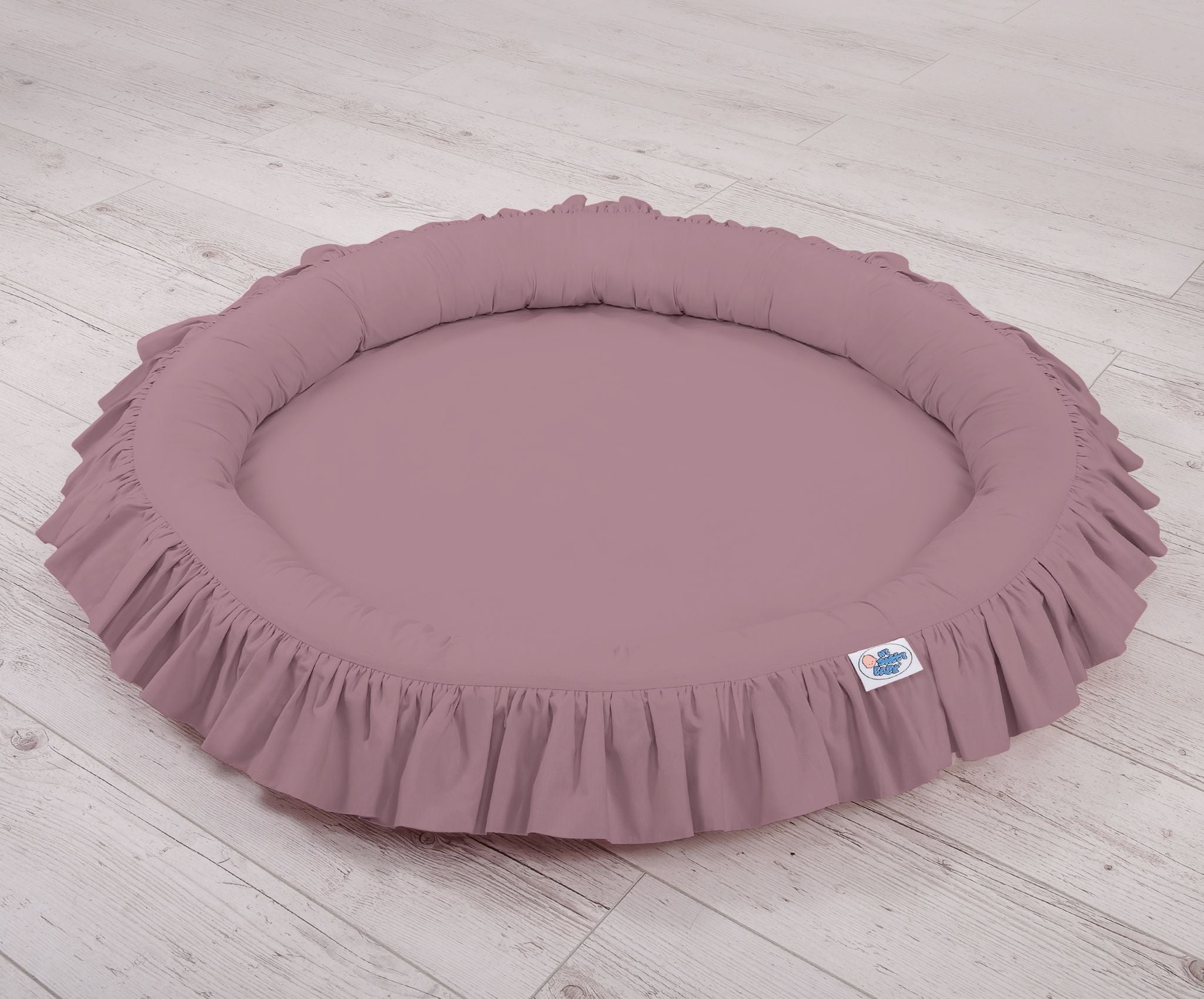 Set: Hanging baldachin for children's room cotton + nest with flounce - pastel violet