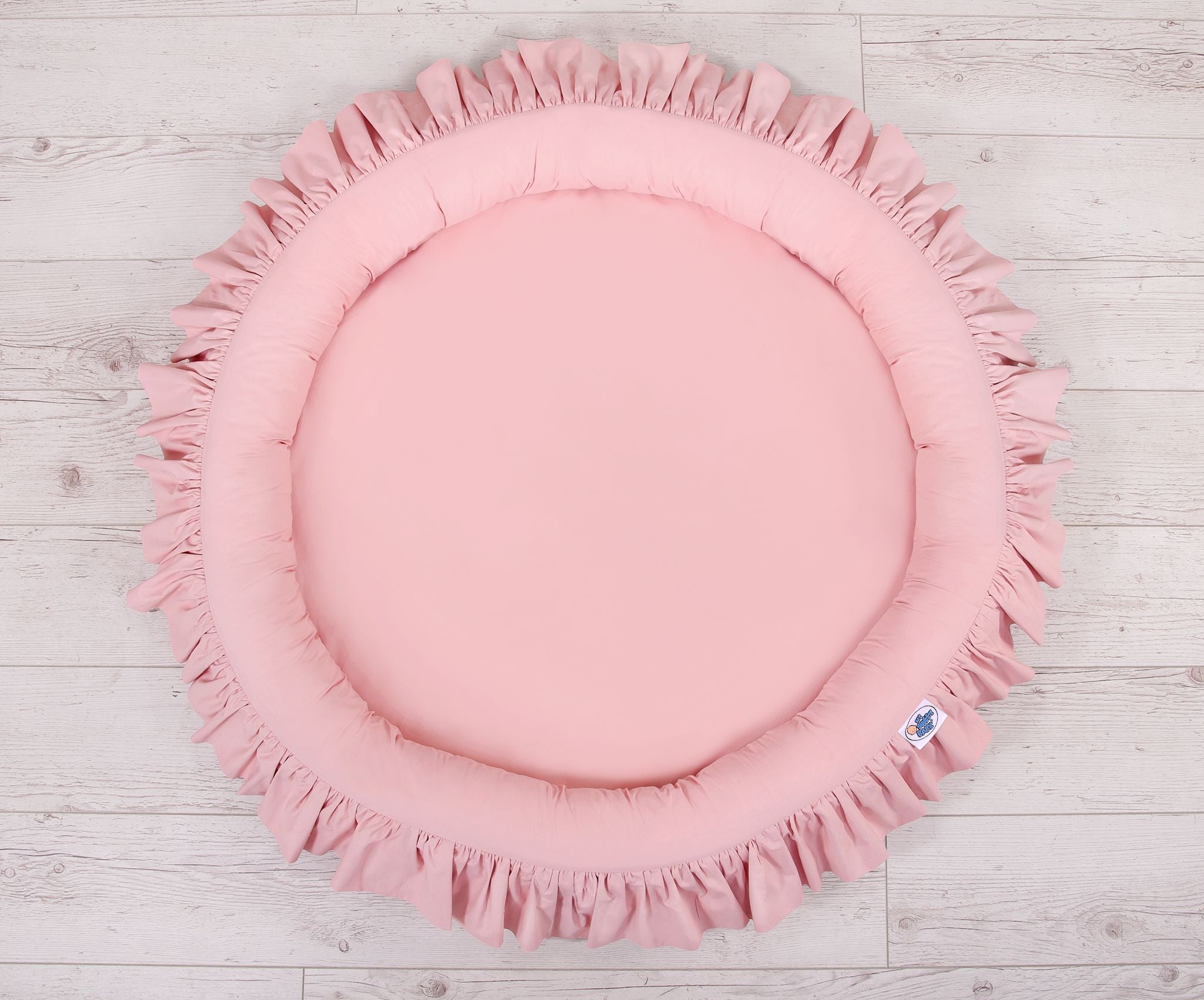 Set: Hanging baldachin for children's room cotton + nest with flounce - pastel pink