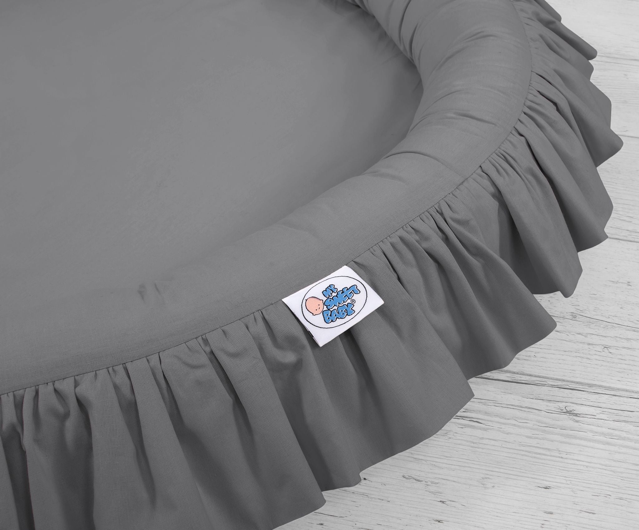 Set: Hanging baldachin for children's room cotton + nest with flounce - anthracite